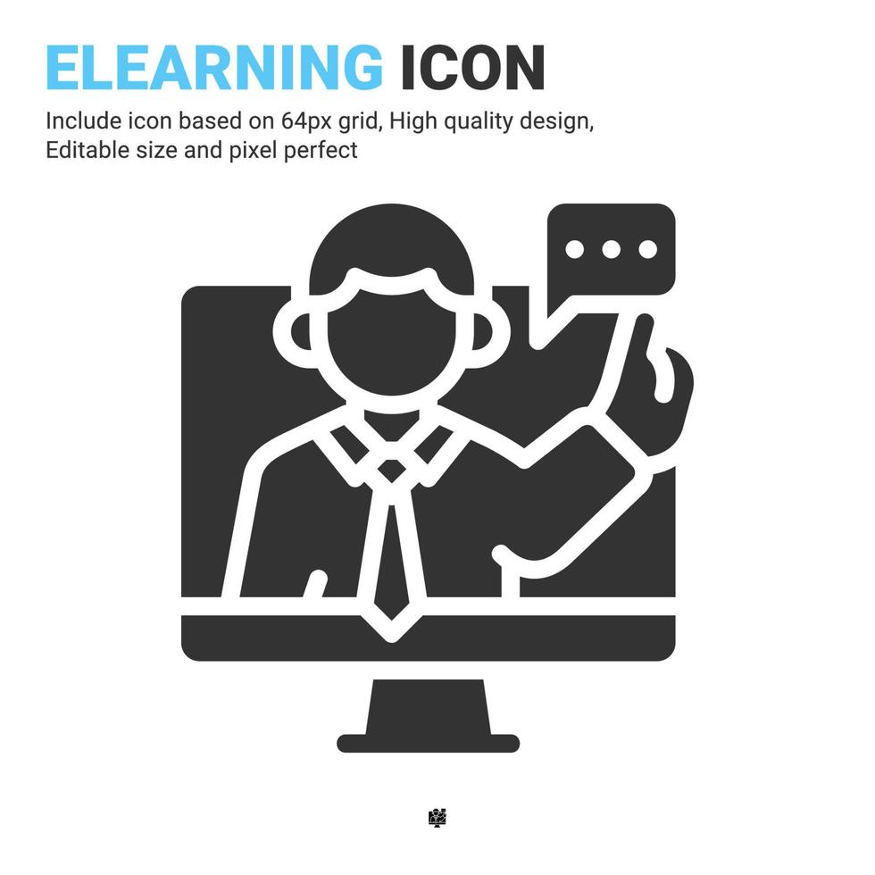 vector de icono de consultoría en línea con estilo de glifo aislado sobre fondo blanco. ilustración vectorial concepto de icono de símbolo de signo de elearning para negocios, finanzas, industria, empresa, web y proyecto