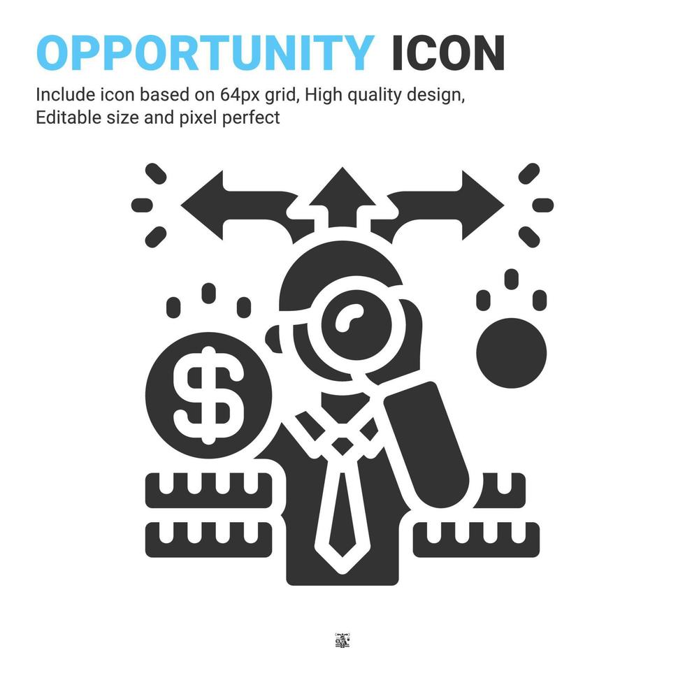 Opportunity icon vector with glyph style isolated on white background. Vector illustration opportunities sign symbol icon concept for business, finance, industry, company, app, web and project