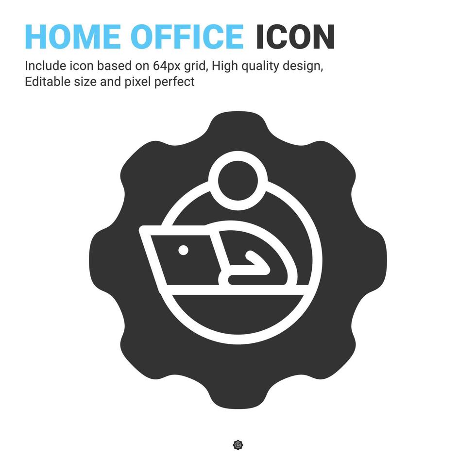 Remote employee icon vector with glyph style isolated on white background. Vector illustration work from home sign symbol icon concept for business, finance, industry, company, app and project