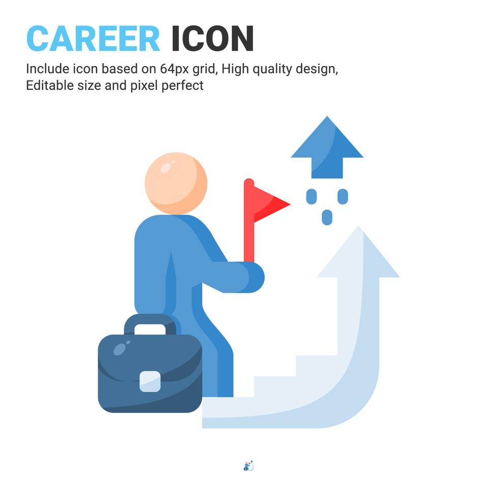 Career advancement icon vector with flat color style isolated on white background. Vector illustration progress sign symbol icon concept for business, finance, industry, company, apps and project