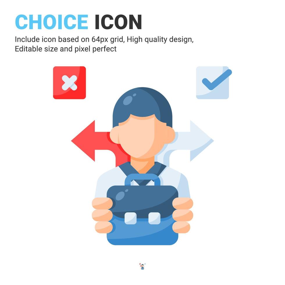 Choice icon vector with flat color style isolated on white background. Vector illustration selection sign symbol icon concept for business, finance, industry, company, web, apps, ui, ux and project