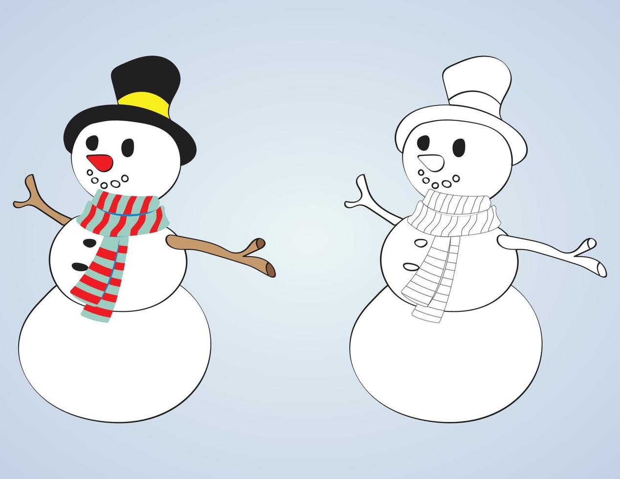 Christmas  snowman for  Coloring Page vector