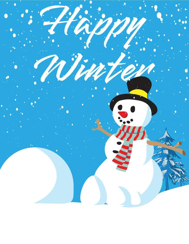 winter card template with snowman vector