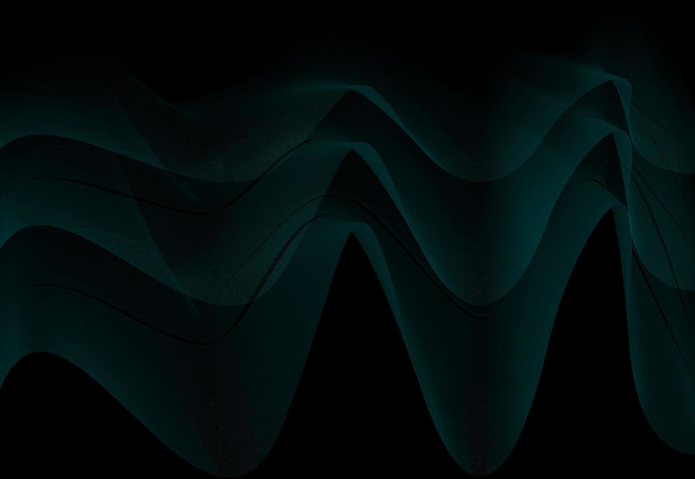 fondo negro con ondas de línea de degradado azul, formando un espacio. con el concepto de tecnología de ondas sonoras. diseño digital con tapa monocromática. plantillas modernas vector