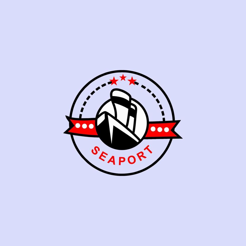 seaport vintage illustration logo design vector