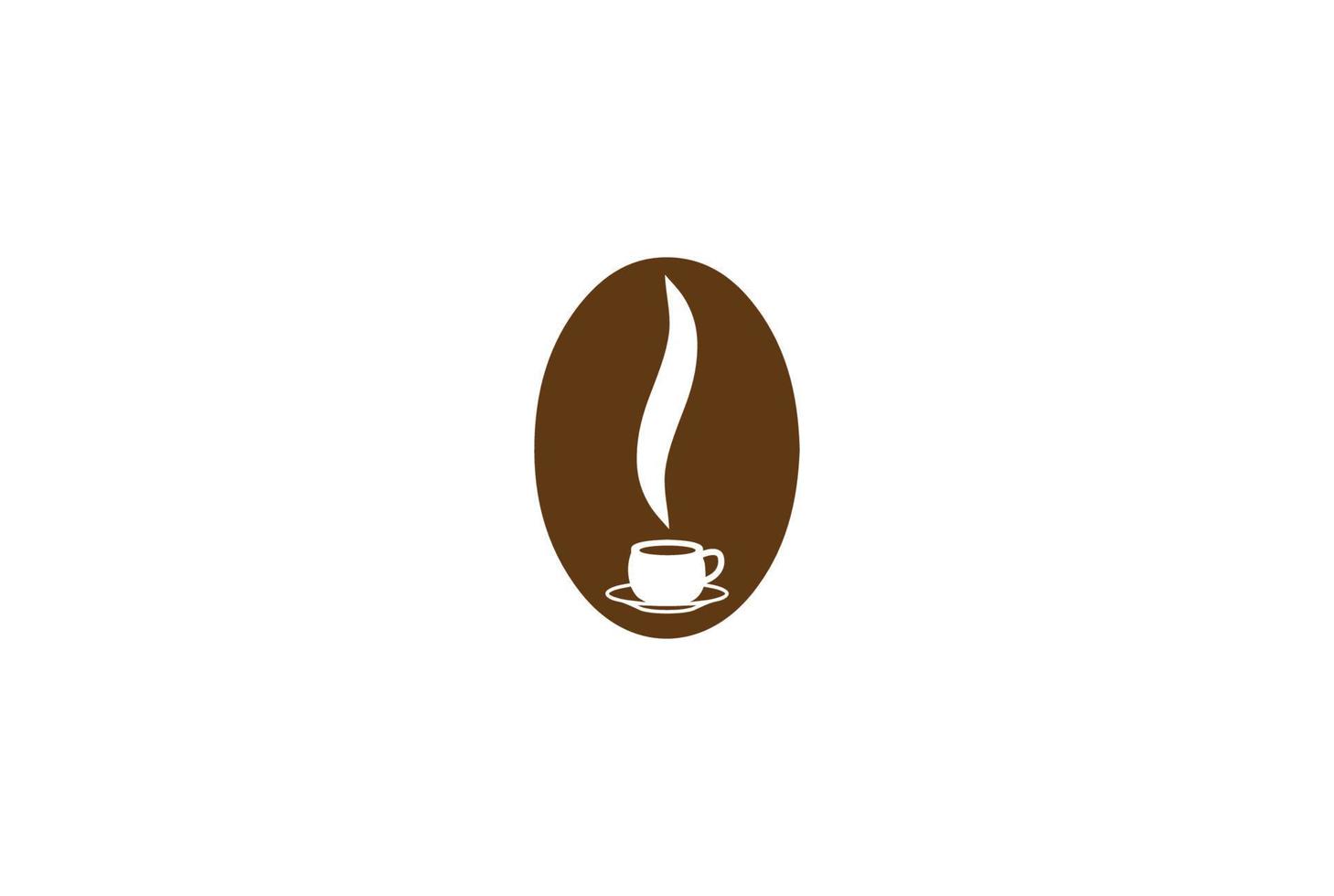 Simple Coffee Bean Mug Hot Coffee Cafe Restaurant Logo Design Vector