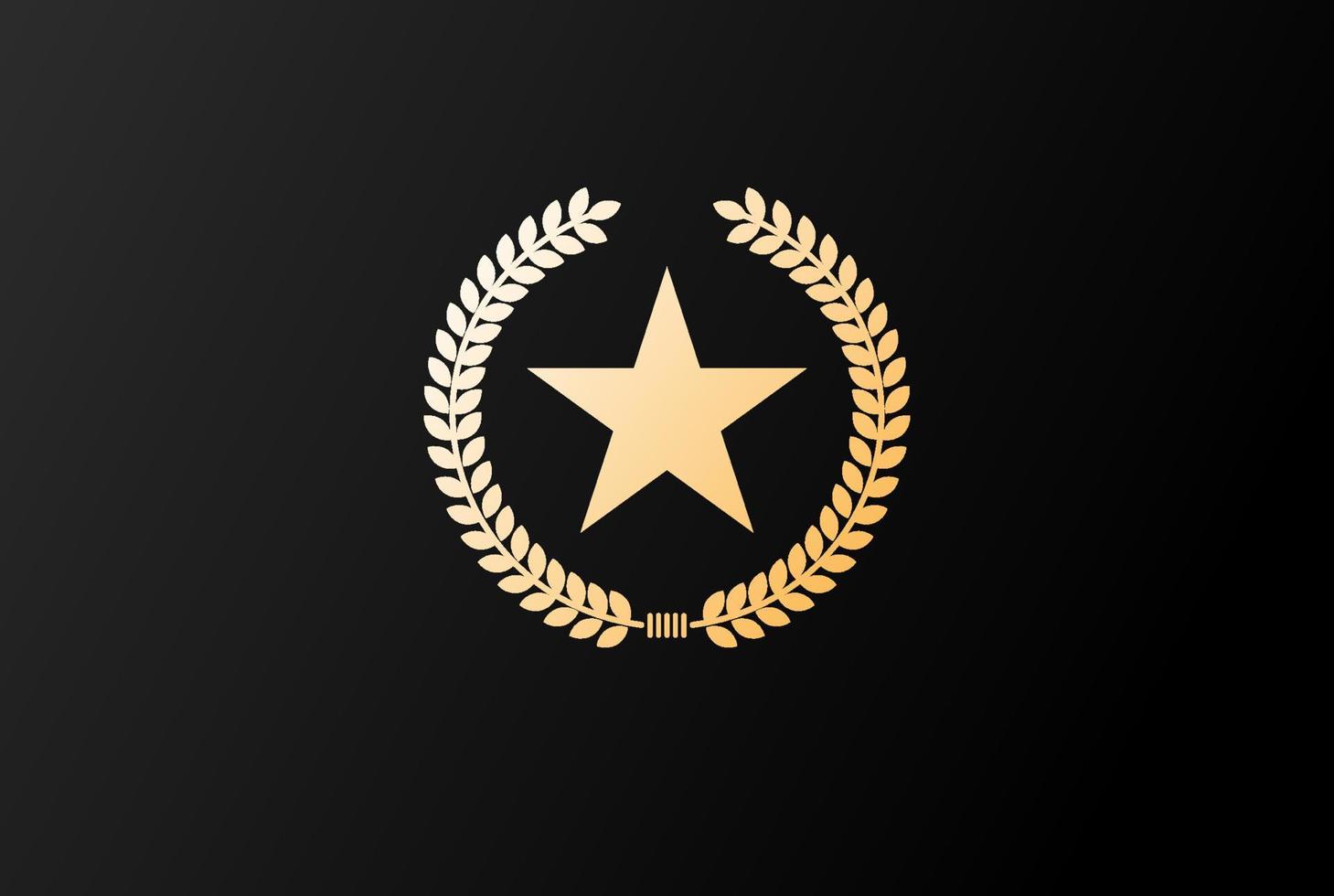 Insignia de hoja de laurel estrella para vector de diseño de logotipo de emblema del ejército militar