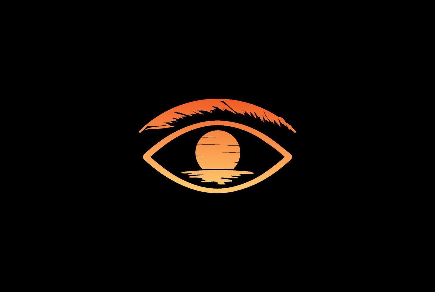 Sunrise Sunset Moon Eye Lens Beach Logo Design Vector