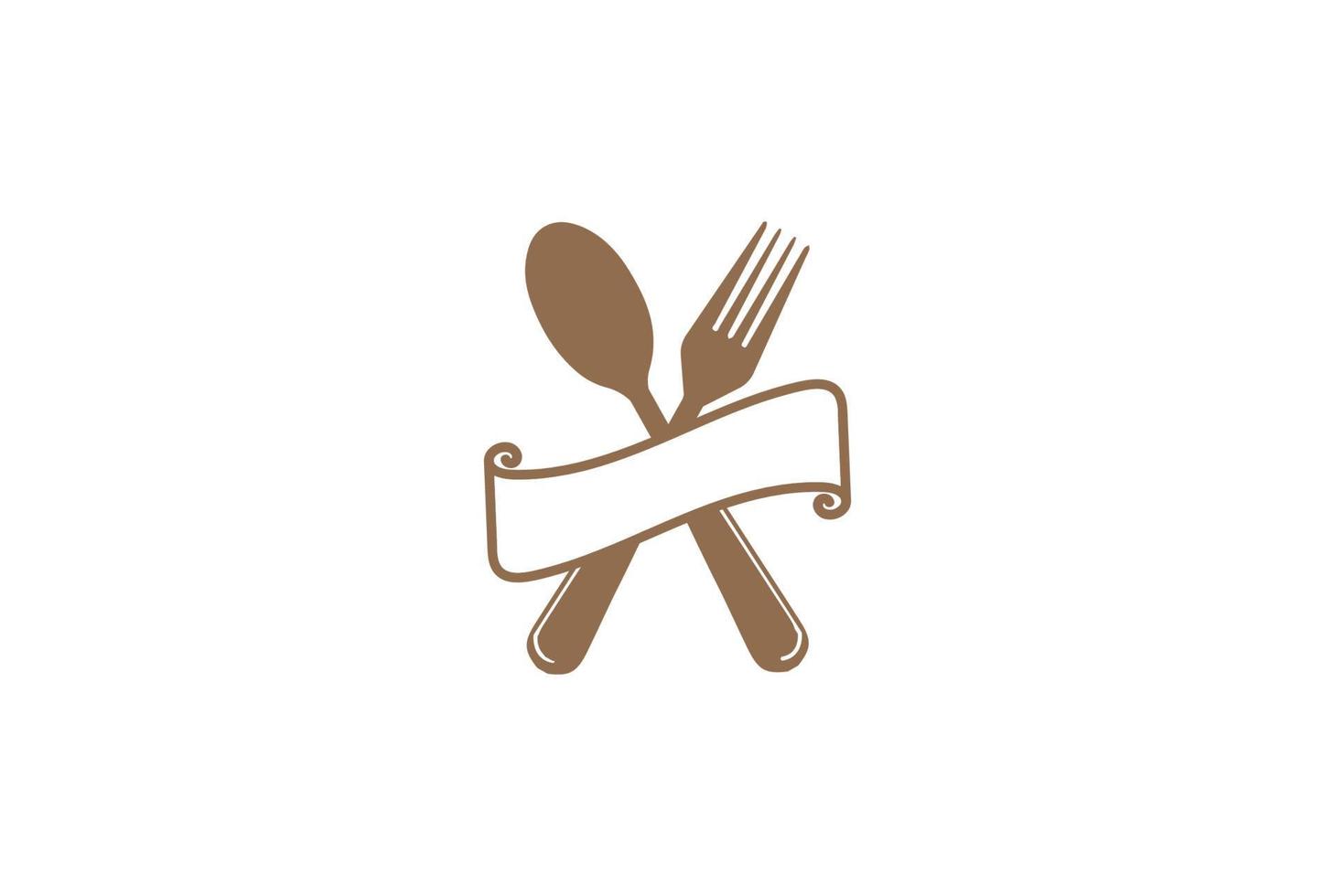 Vintage Hipster Spoon and Fork for Chef Cook Restaurant Logo Design Vector