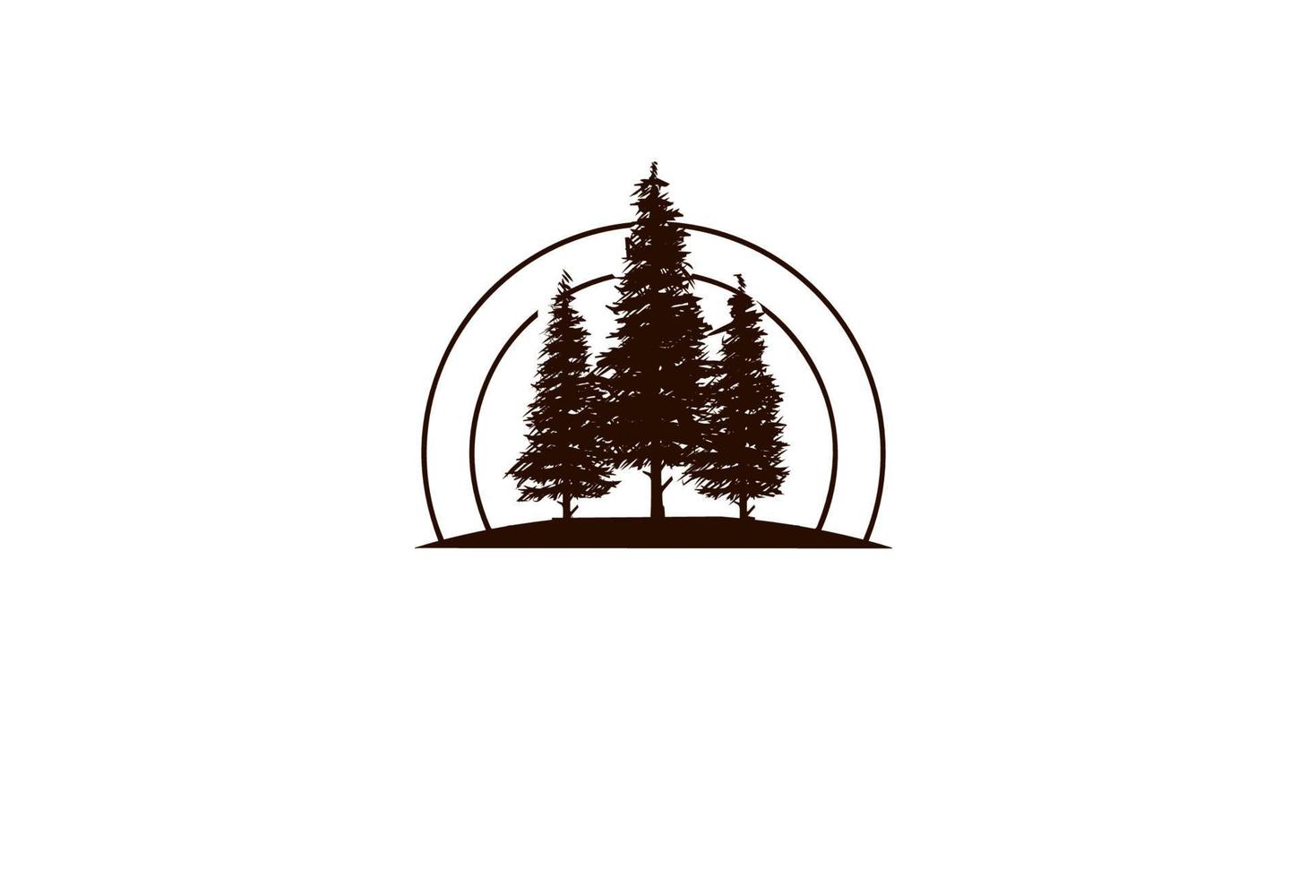 Retro Vintage Hipster Pine Spruce Evergreen Cedar Conifer Coniferous Larch Cypress Hemlock Tree Forest Logo Design Vector