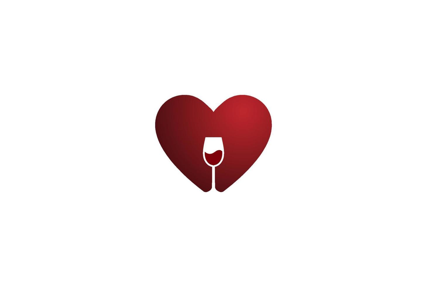 moderno amor corazón whisky whisky copa de vino diseño de logotipo vector