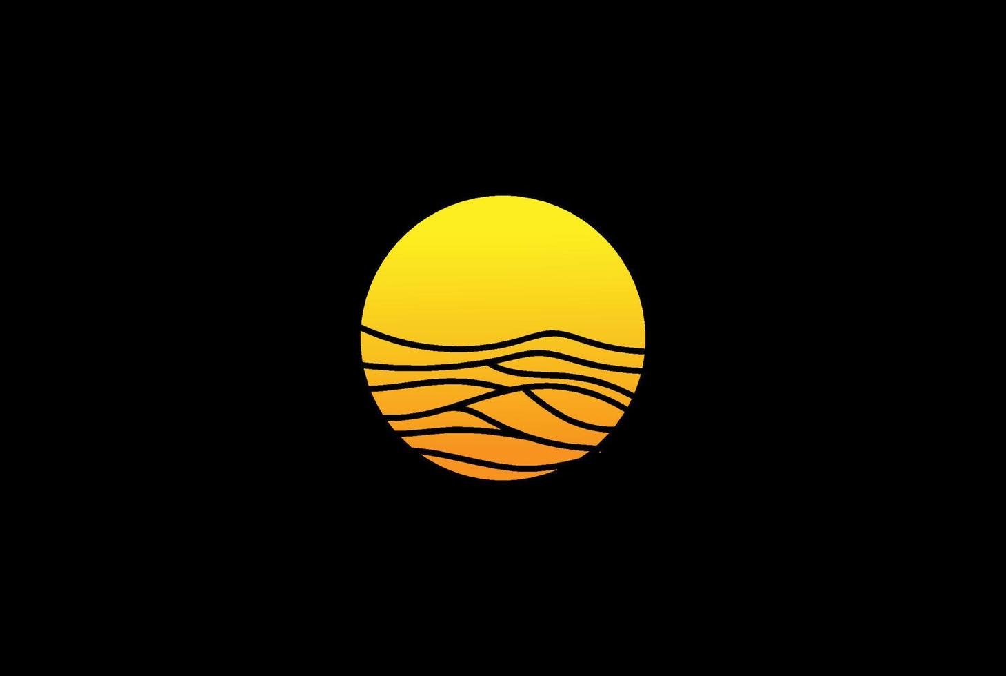 Simple Minimalist Sunrise Sunset Ocean Sea Wave Logo Design Vector