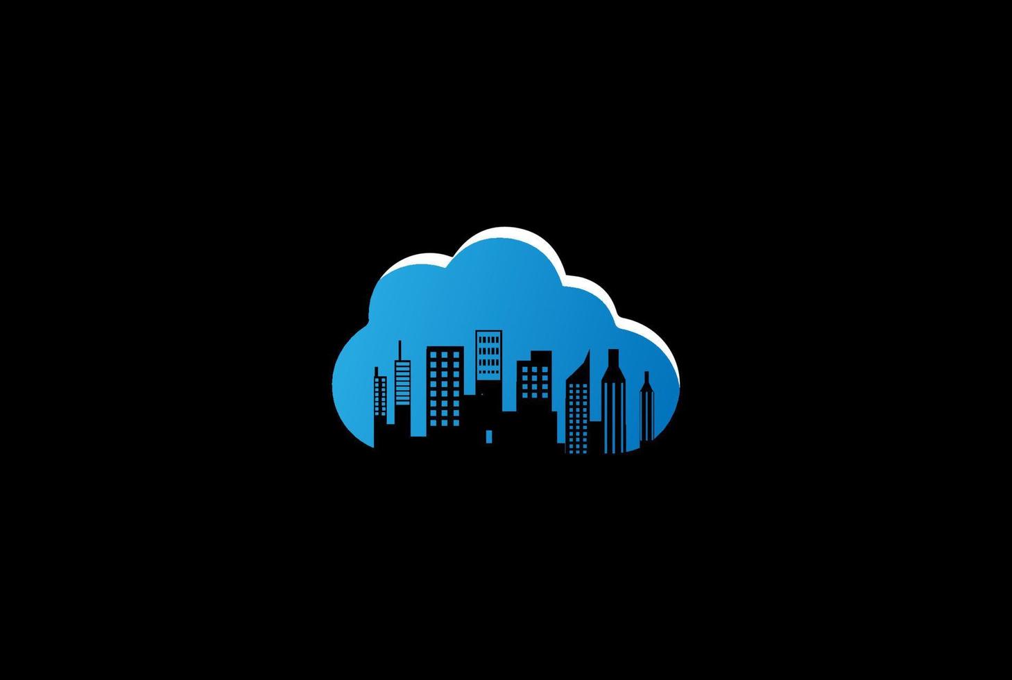 vector de diseño de logotipo de tecnología de tecnología de nube de ciudad moderna