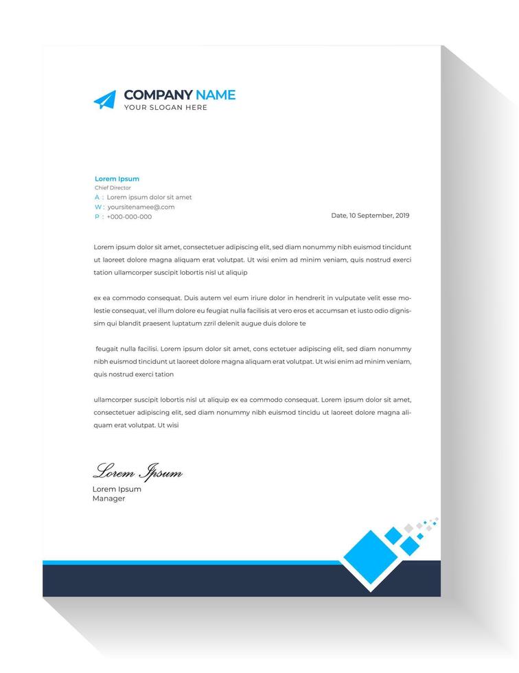 corporate modern business  letterhead design template with blue color. creative modern letter head design template for your project. letterhead, letter head, simple  business letterhead design. vector