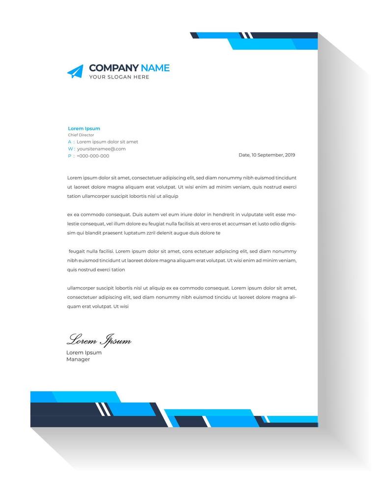 corporate modern business  letterhead design template with blue color. creative modern letter head design template for your project. letterhead, letter head, simple  business letterhead design. vector
