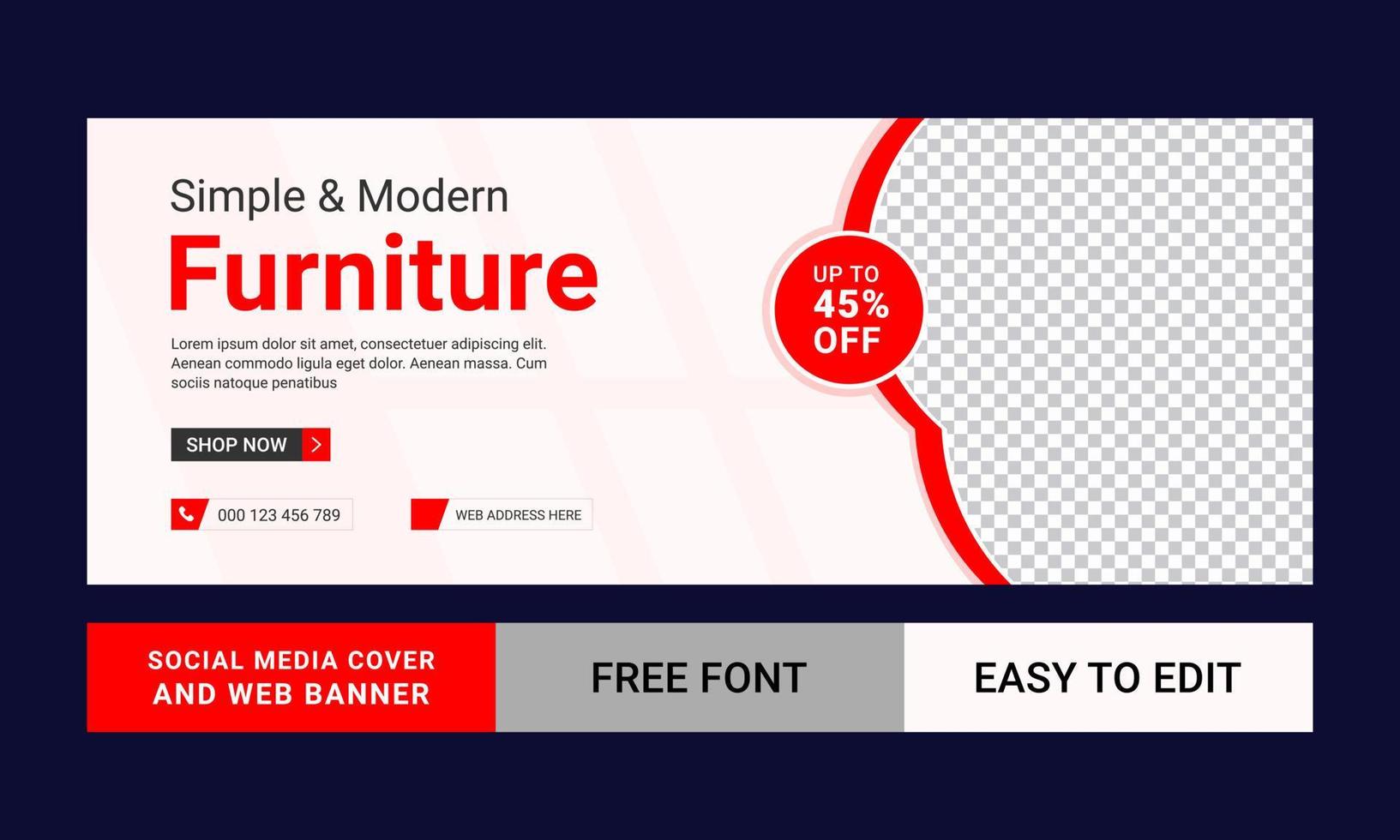 Furniture sale timeline cover, Abstract banner design for ads, Social media banner, Timeline cover template vector