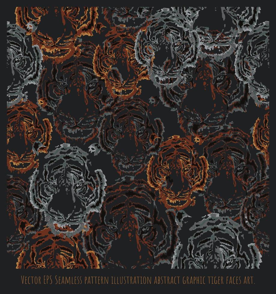 Vector EPS Seamless pattern illustration abstract graphic tiger faces art