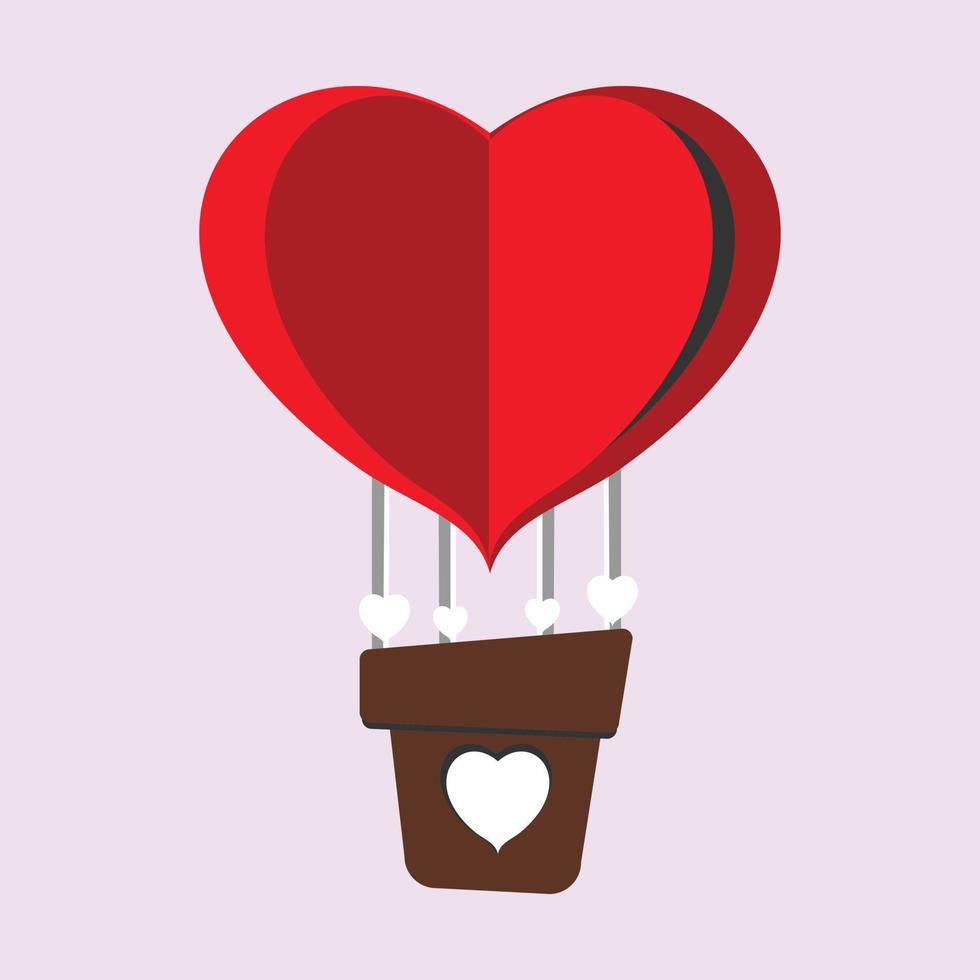 Red heart balloon symbol like folded paper. eps vector
