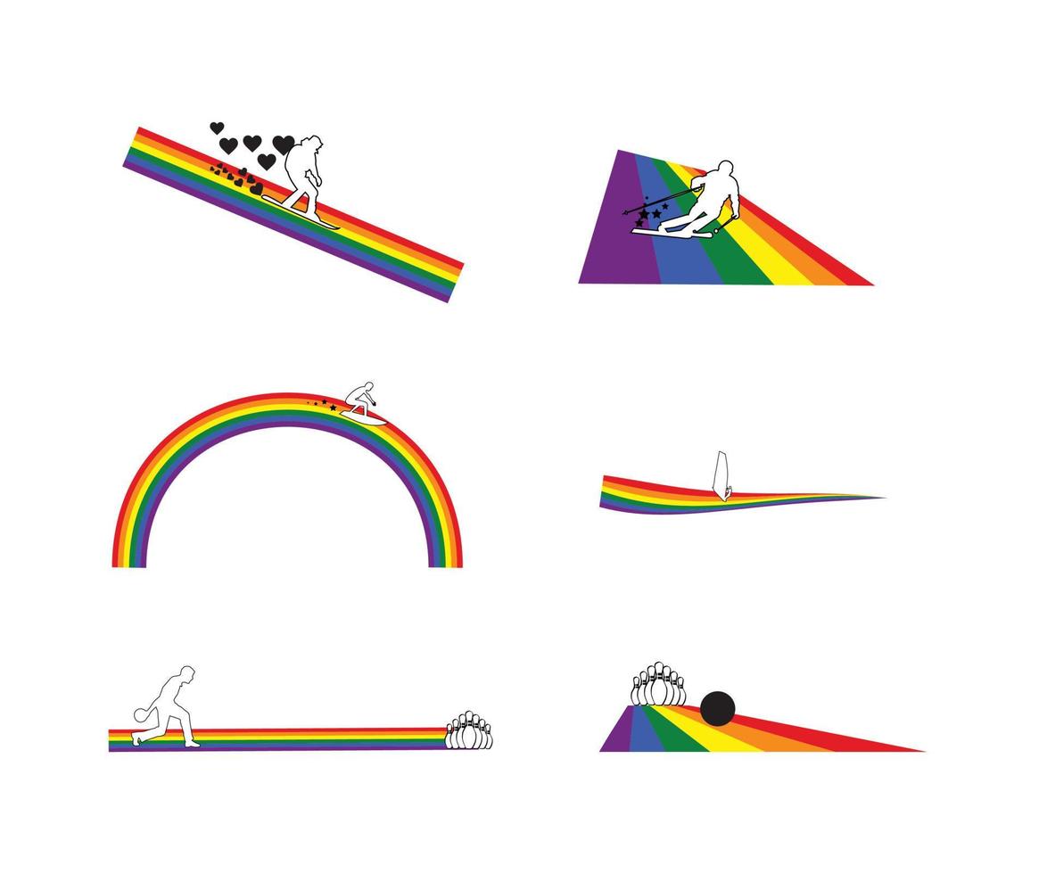 deportes arcoiris en blanco vector