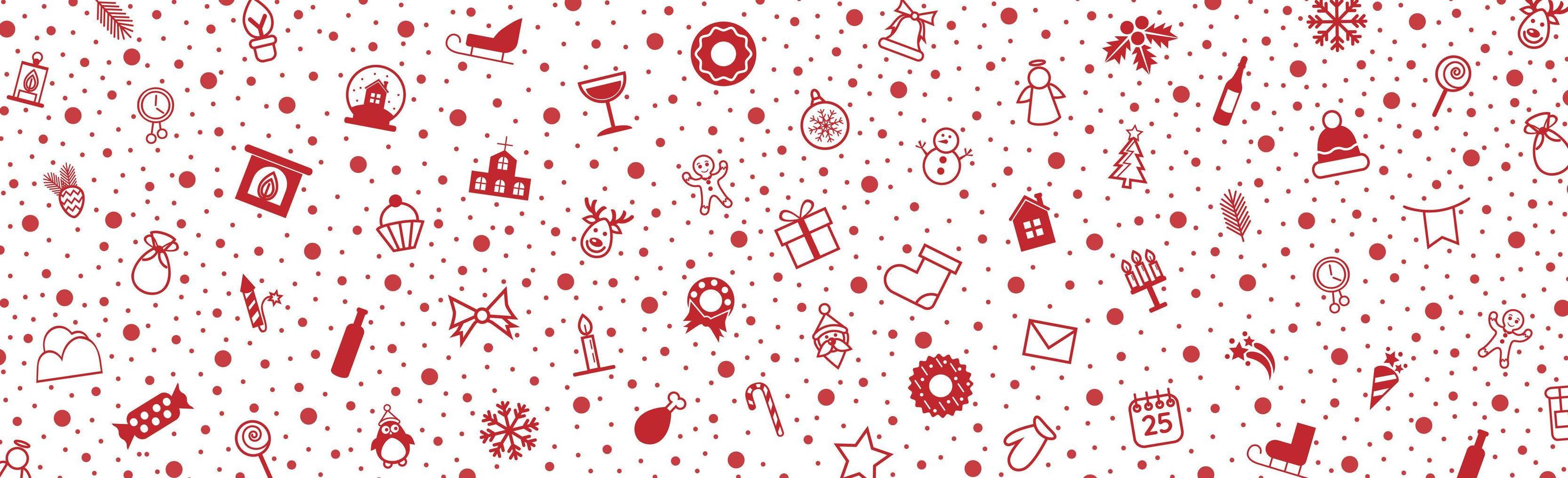 White festive panoramic Christmas background pattern - Vector
