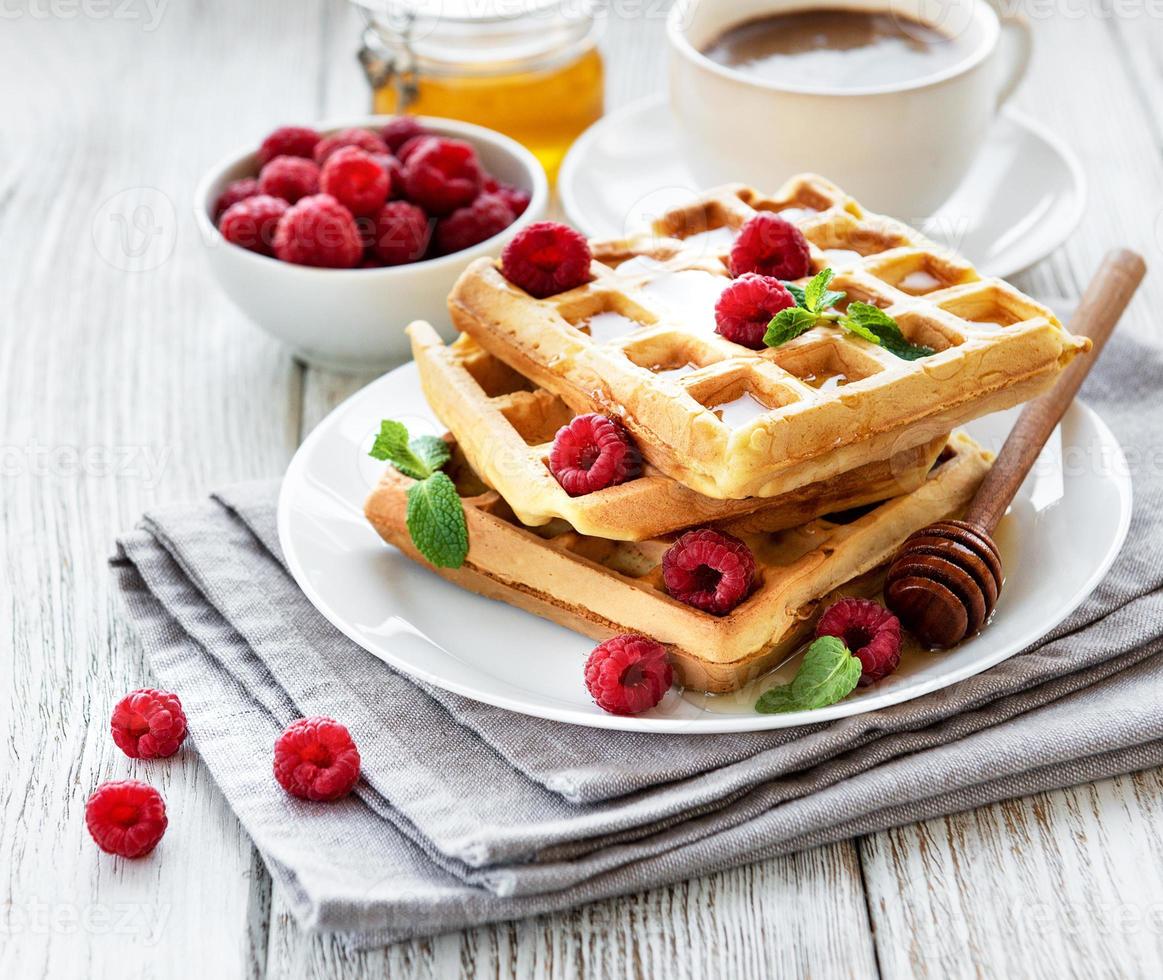 Homemade waffles with berries photo