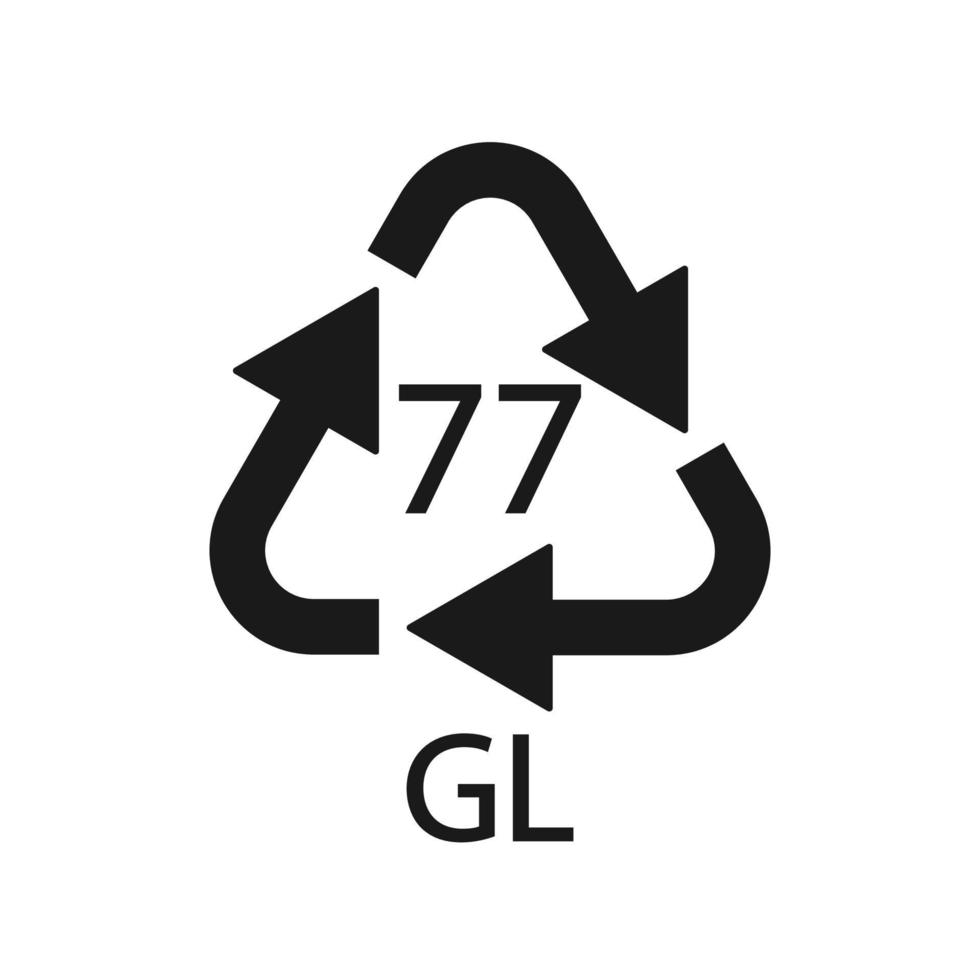 Copper Coated Glass. Glass recycling code 77 GL. Vector illustration