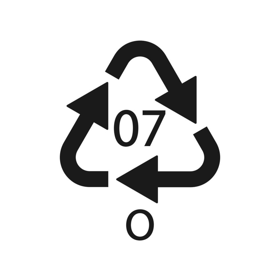O 07 recycling code symbol. Plastic recycling vector polyethylene sign.
