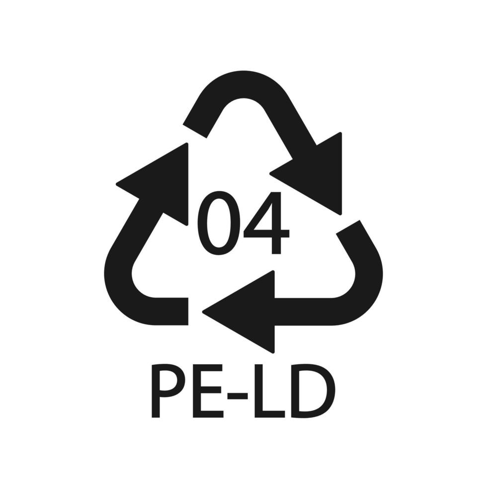 símbolo de código de reciclaje pe-ld 04. Signo de polietileno de baja densidad de vector de reciclaje de plástico.