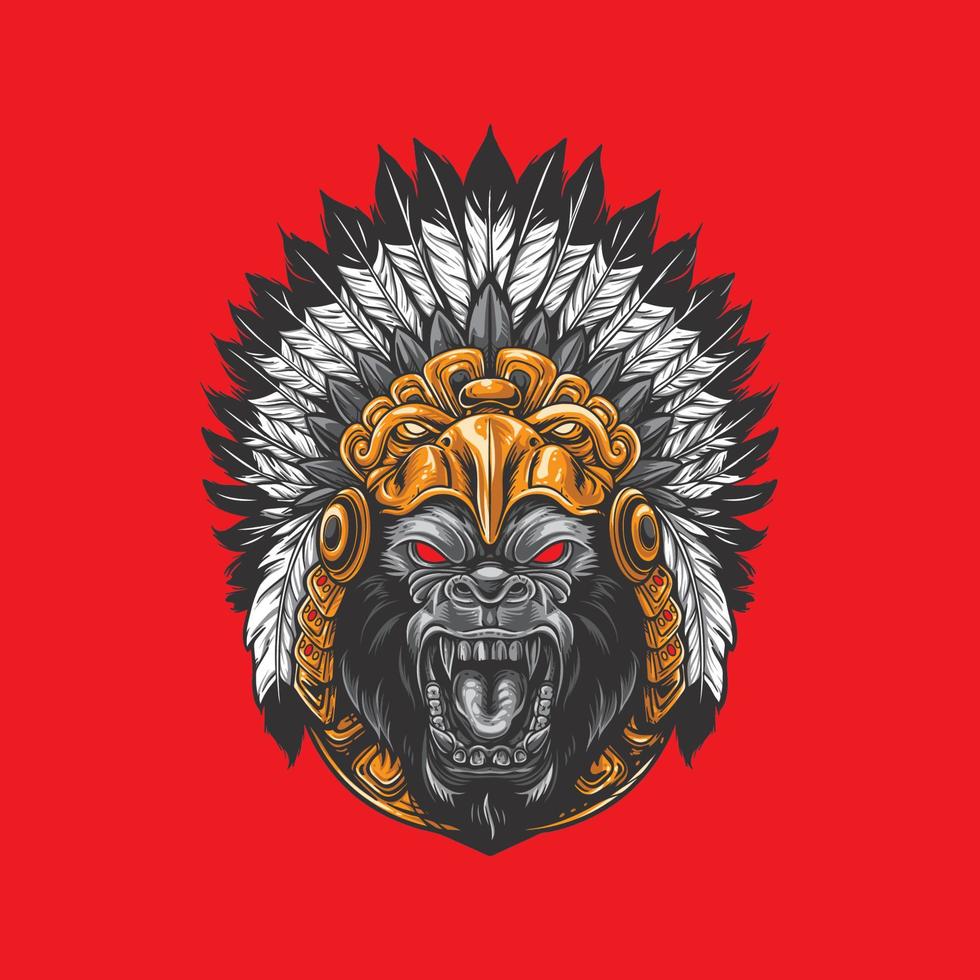 Gorilla Aztec mascot vector