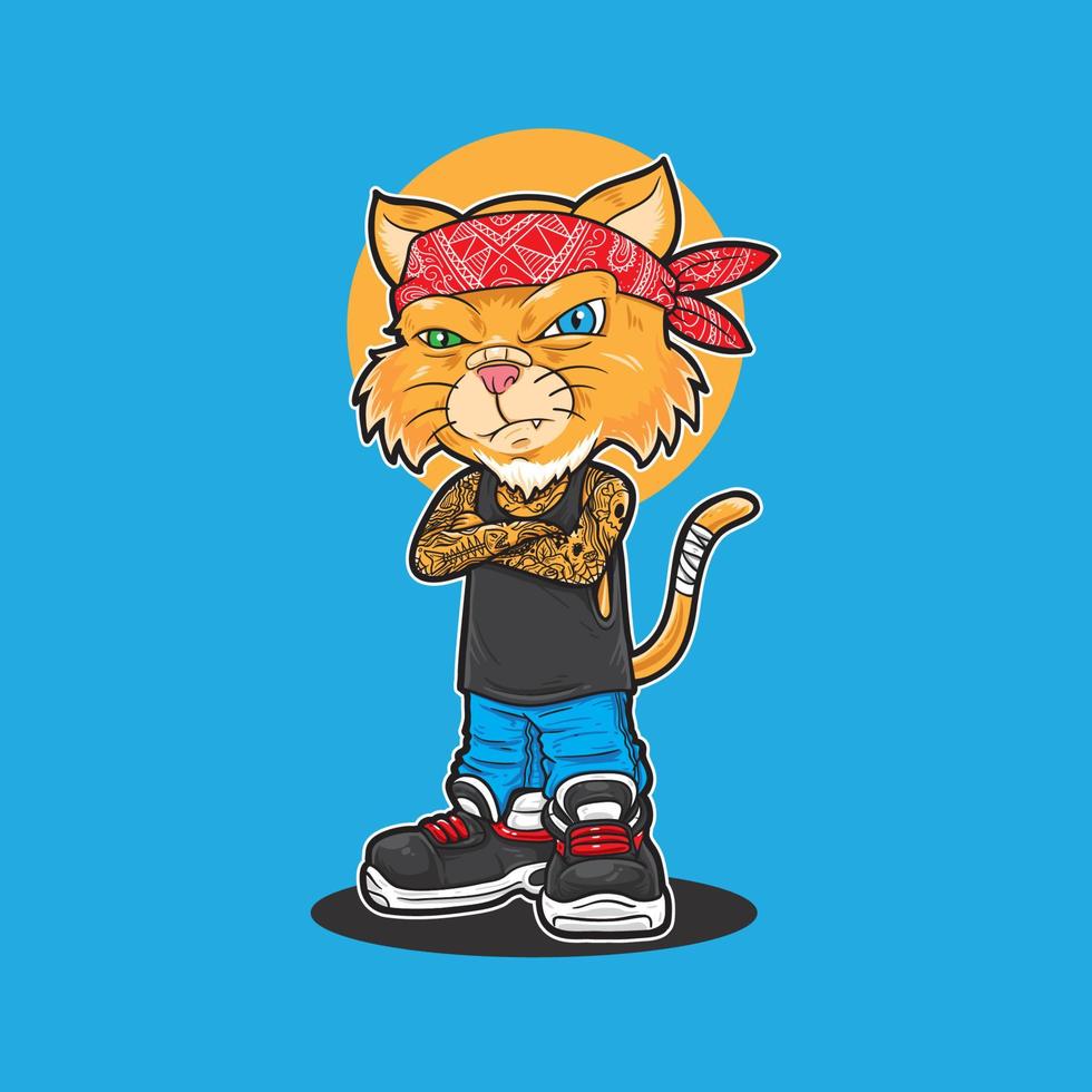 Cartoon gangster cat mascot vector