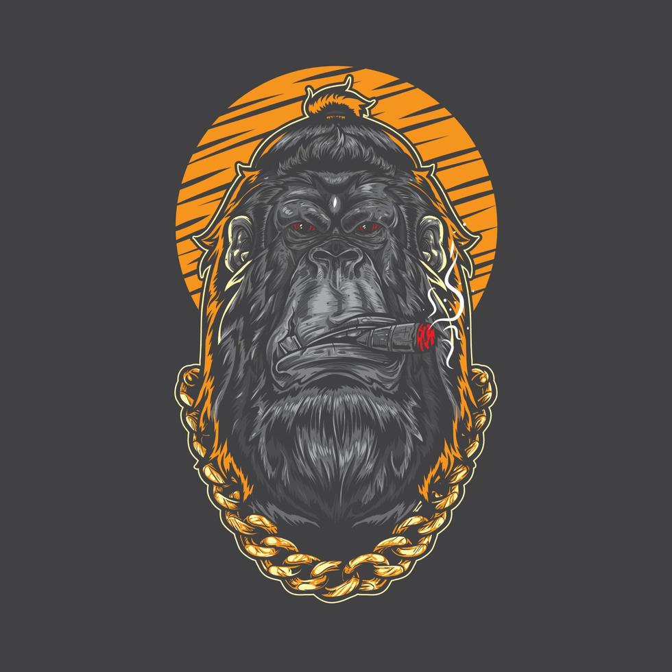 Hipster Gorilla Smoking Cigar vector