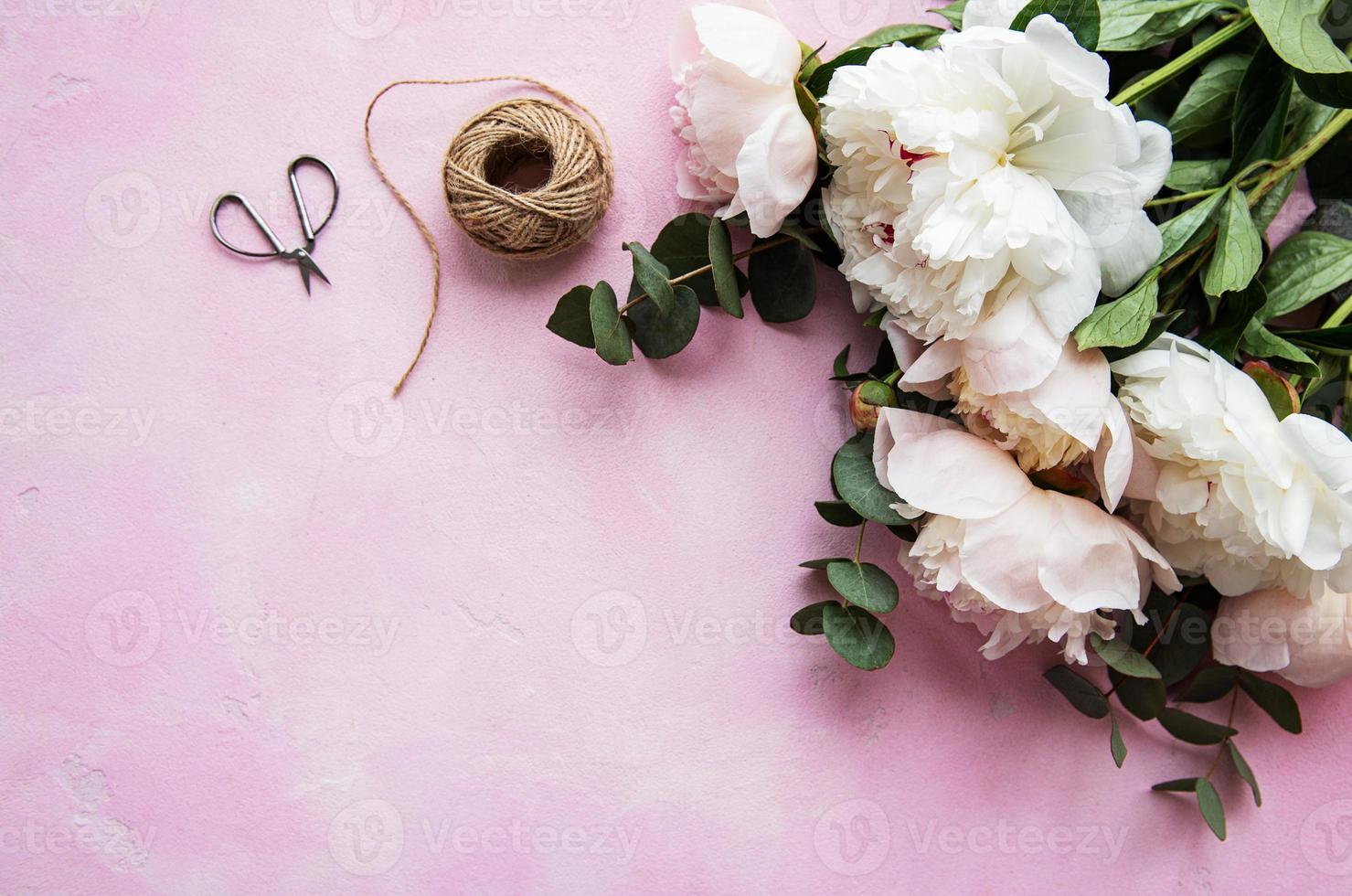 Background with pink peonies photo