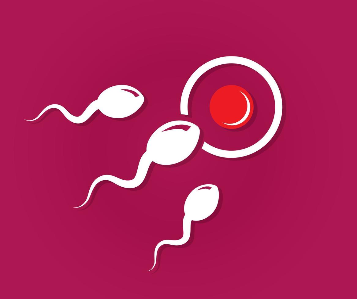 Concepto de competencia con esperma humano corriendo hacia el óvulo. vector