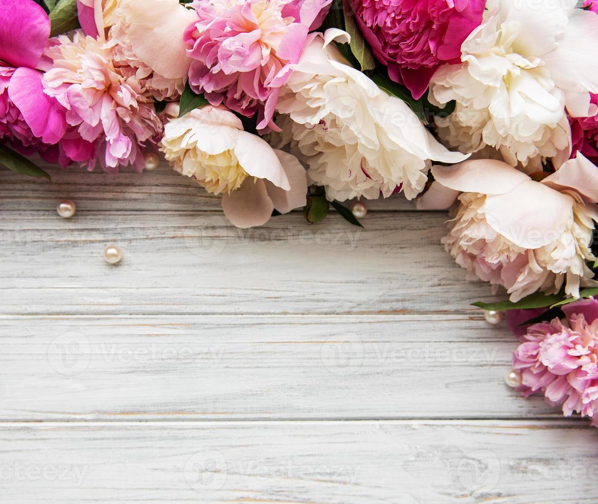 Background with pink peonies photo