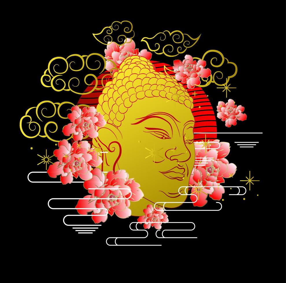 calm monk face vector illustration for background