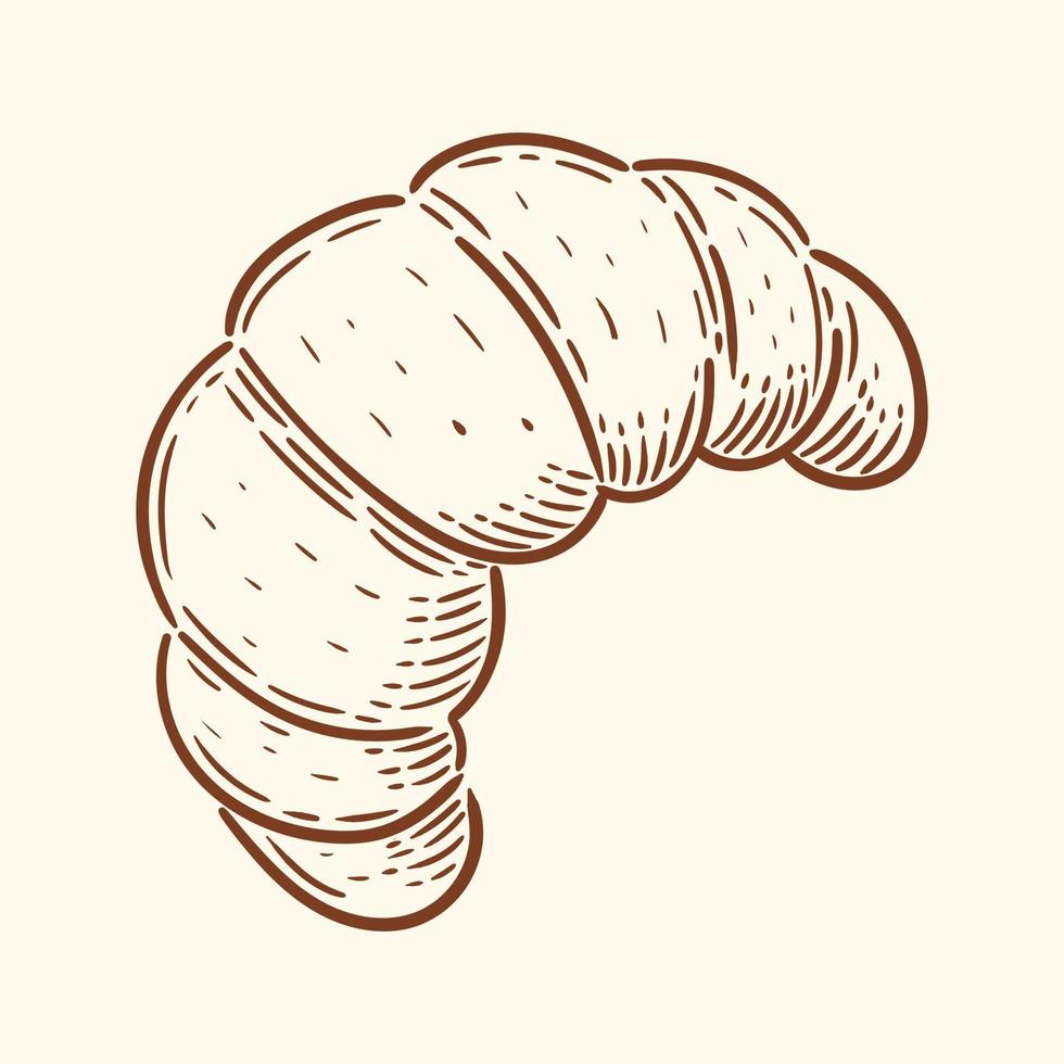 croissant, bollo. icono de panadería o menú. grabado ilustración vectorial vector