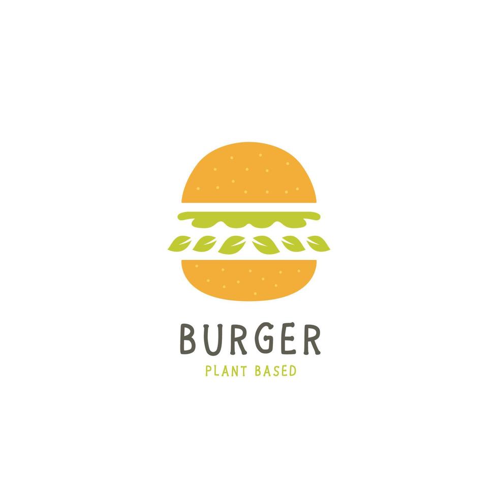 icono de logotipo de hamburguesa a base de plantas simple vector