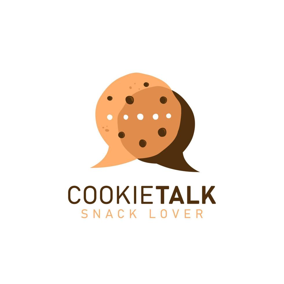 Cookie cookies talk logo icon symbol with two cookies in bubble comic speak discussion talk shape illustration vector