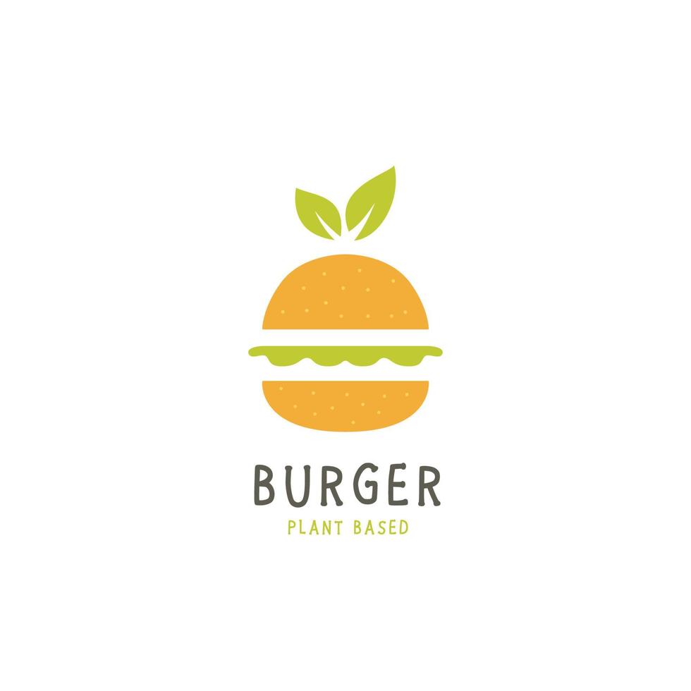 Burger vegan logo, plant based burger logo icon vector