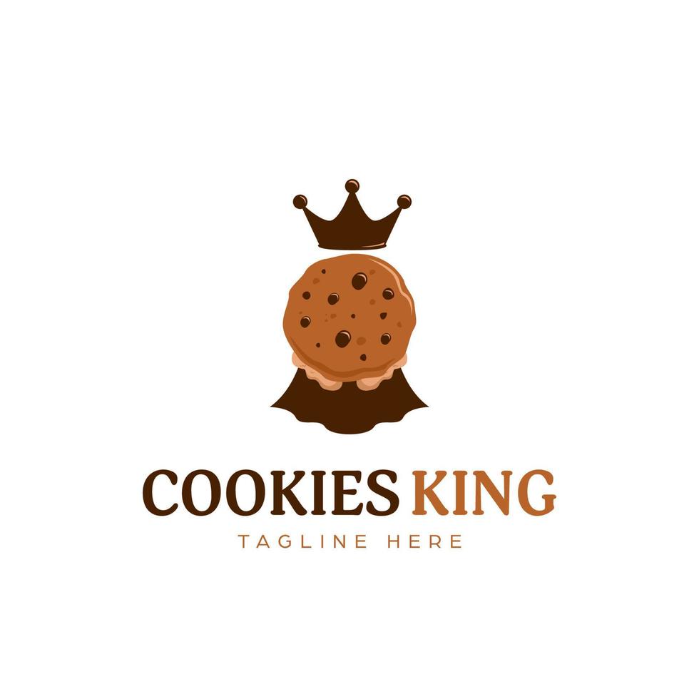 Chocolate Cookie cookies king logo mascot symbol with crown and cape icon illustration vector