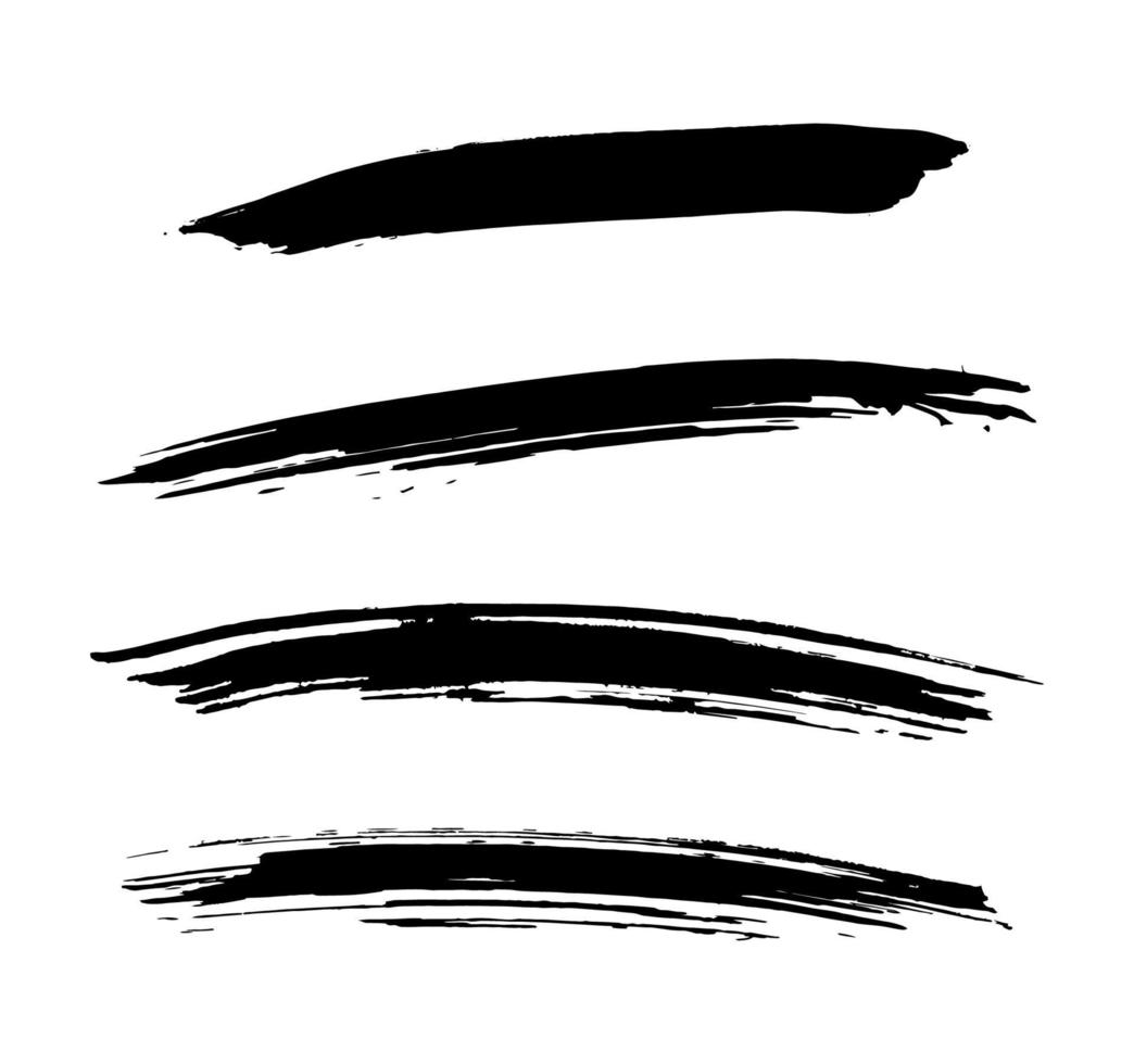 Set Dry ink brush stroke banner vector