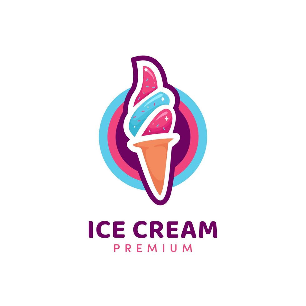 vector de ilustración de icono de logotipo de cono de helado delicioso premium