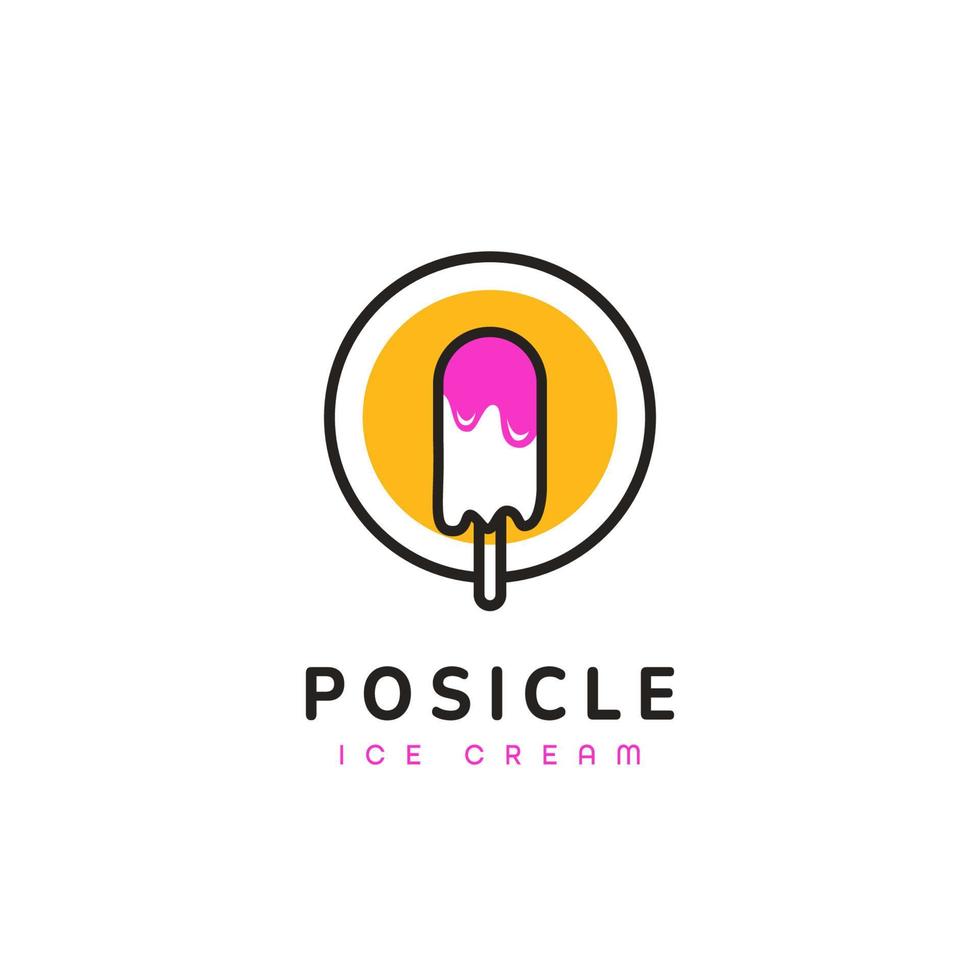 Popsicle melting pink ice cream logo icon symbol vector
