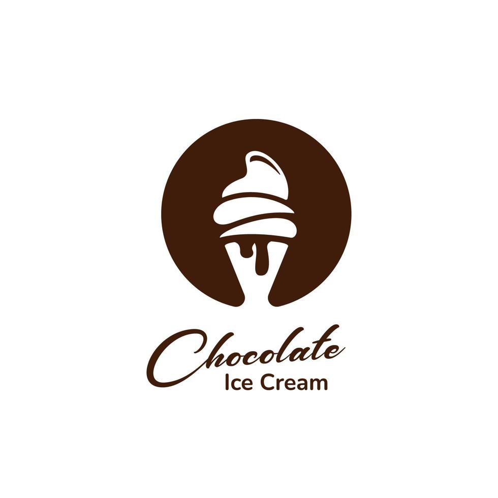 icono de silueta de logotipo de cono de helado de chocolate vector