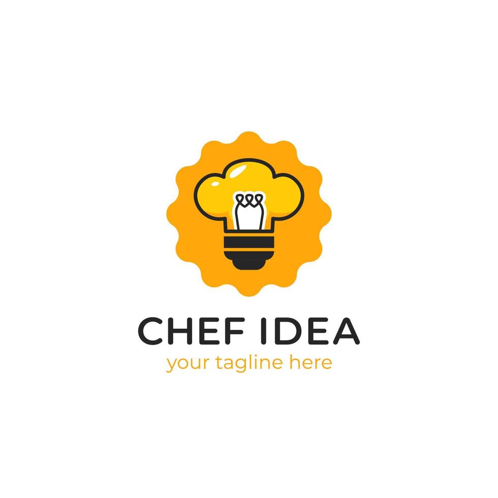 Chef cooking idea logo with bulb inspiration icon in chef hat shape illustration vector