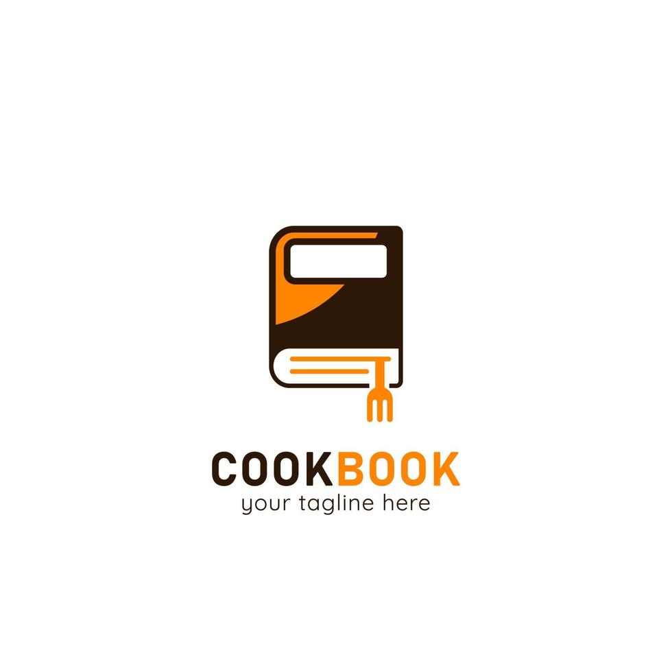 Cooking recipe book logo simple style icon book with fork book mark illustration logo vector