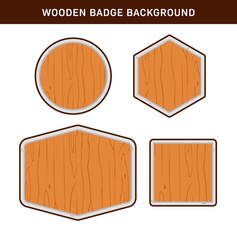 wooden textured blank badge shield emblem template background set vector