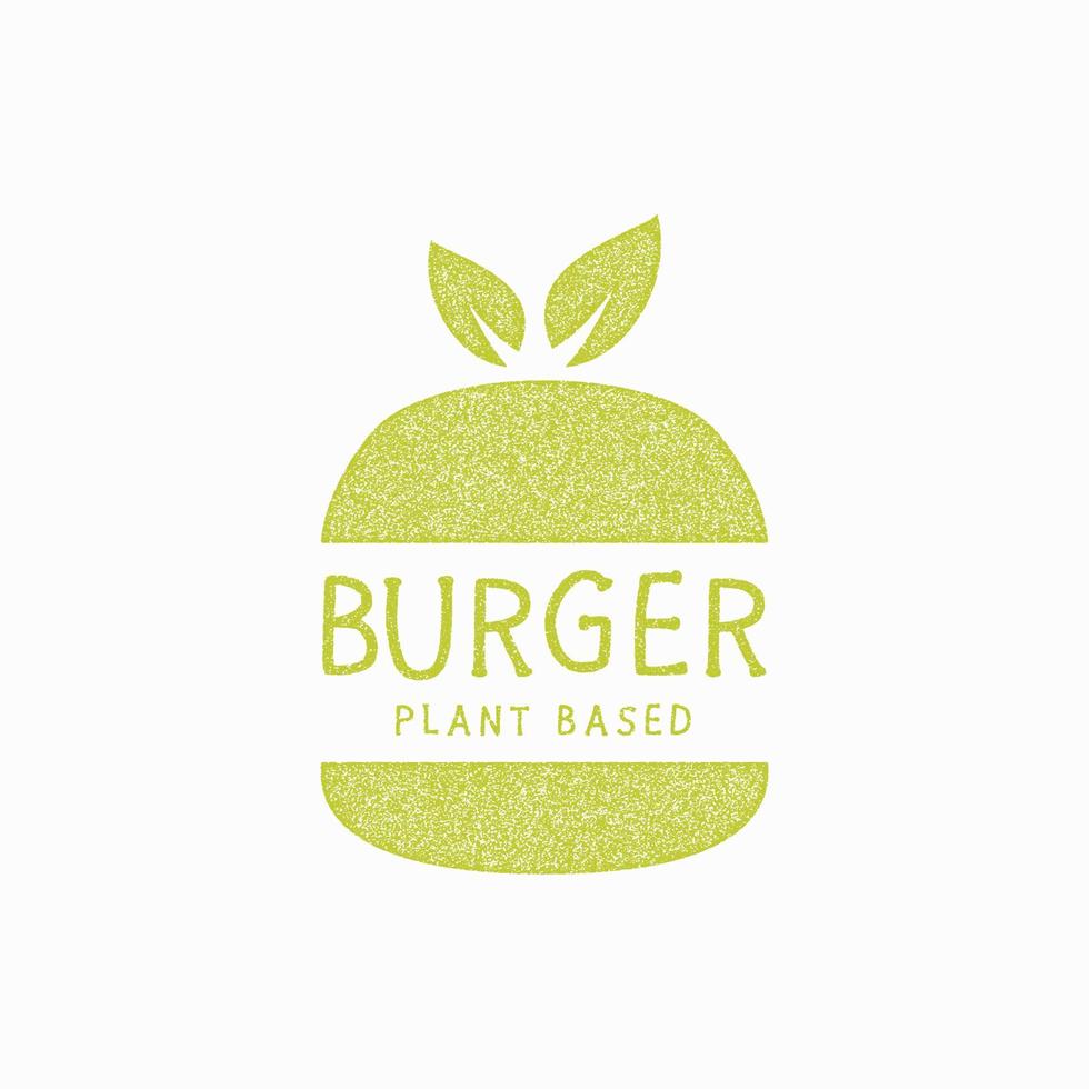 Plant based burger stamp badge logo vector