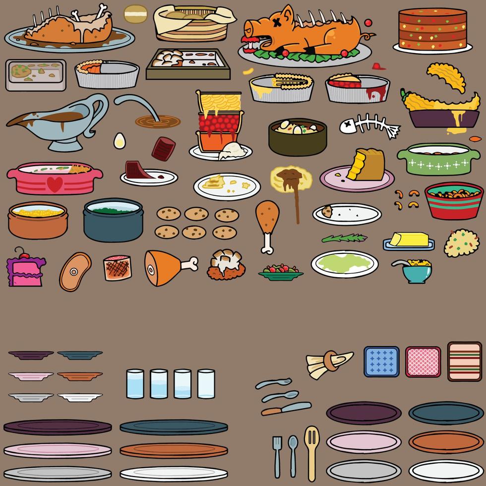 Thanksgiving Dinner Set 4922983 Vector Art at Vecteezy