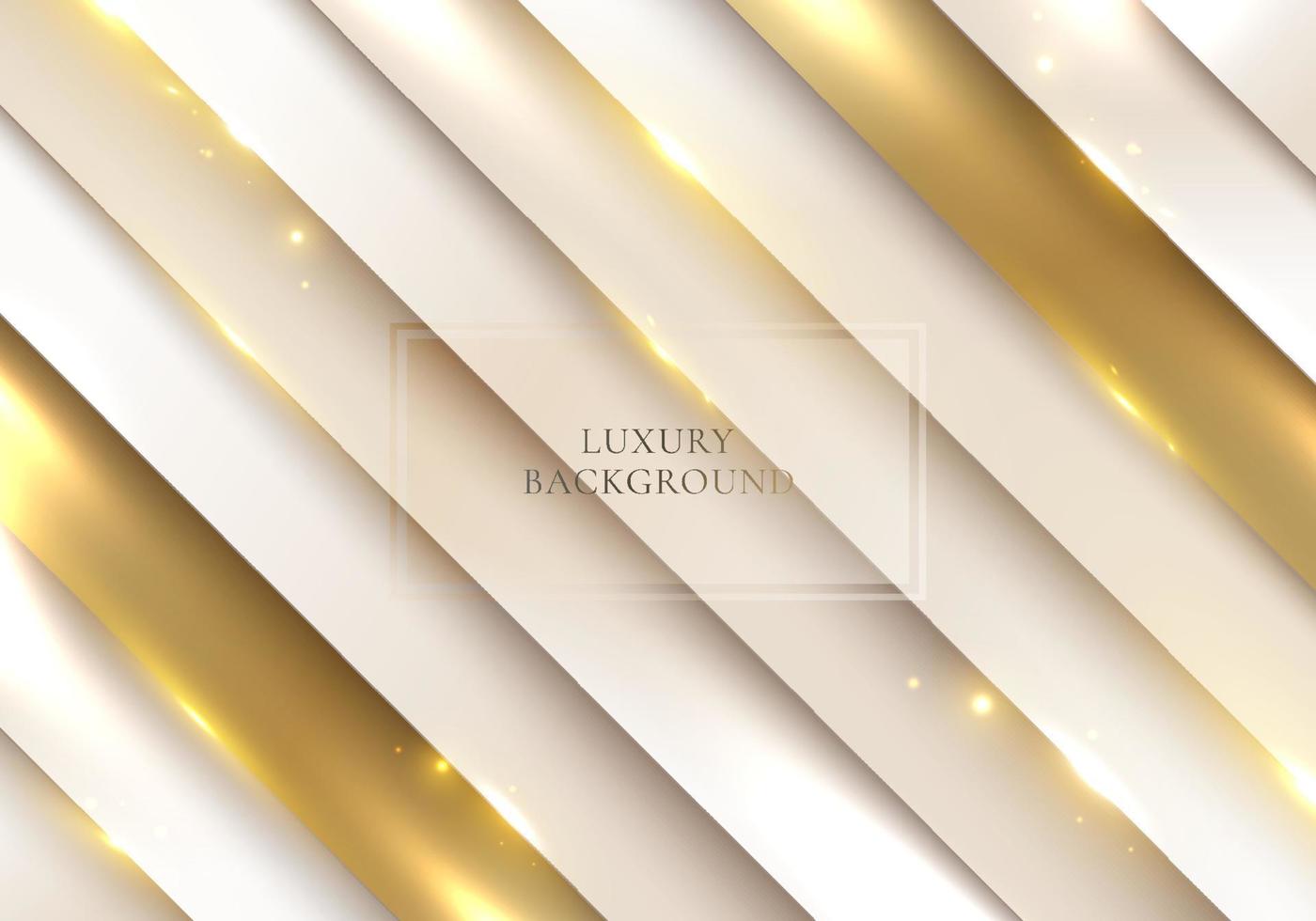 Abstract background white and gold diagonal layer stripes pattern with lighting sparkle decoration luxury style vector